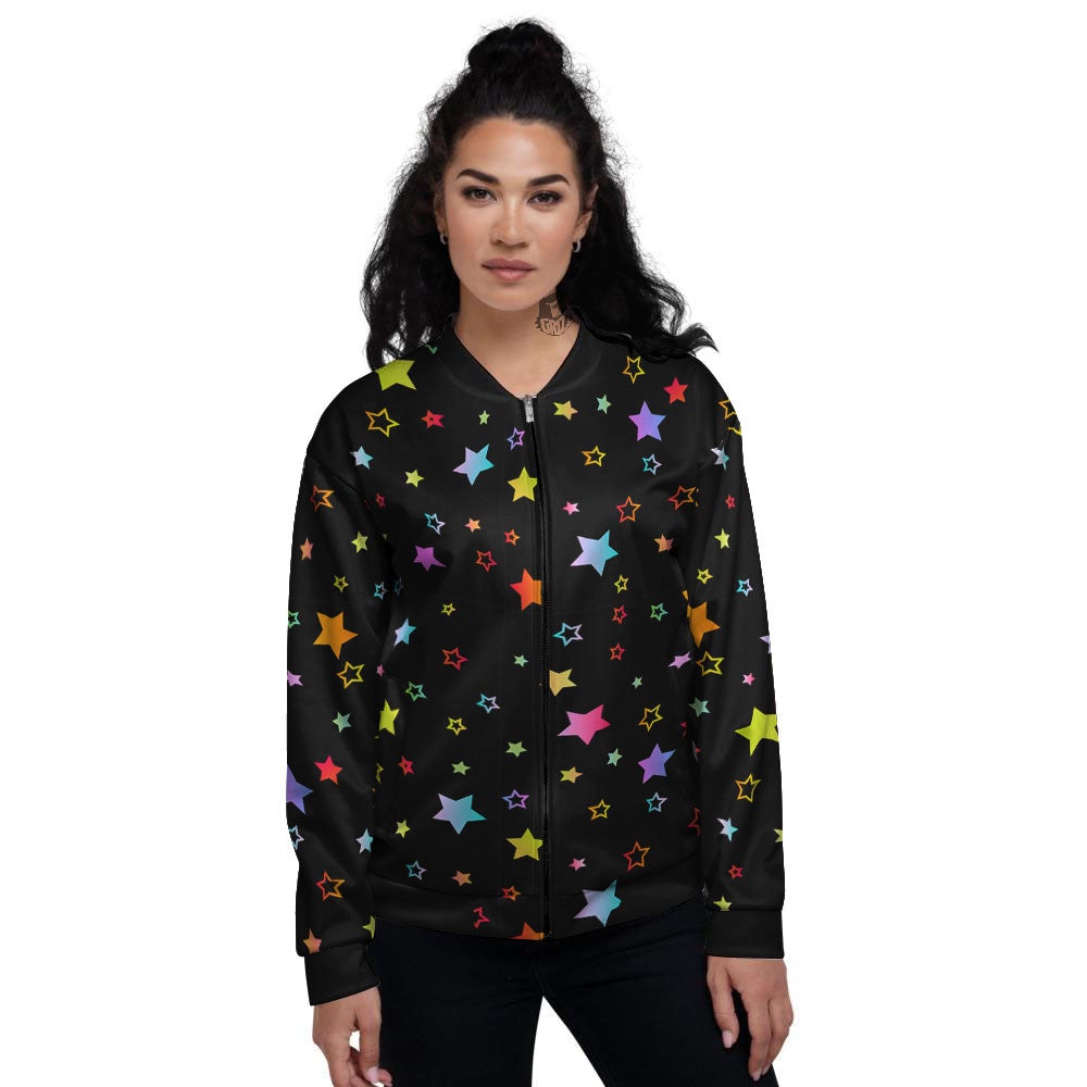 Star Lights Print Pattern Women's Bomber Jacket-grizzshop