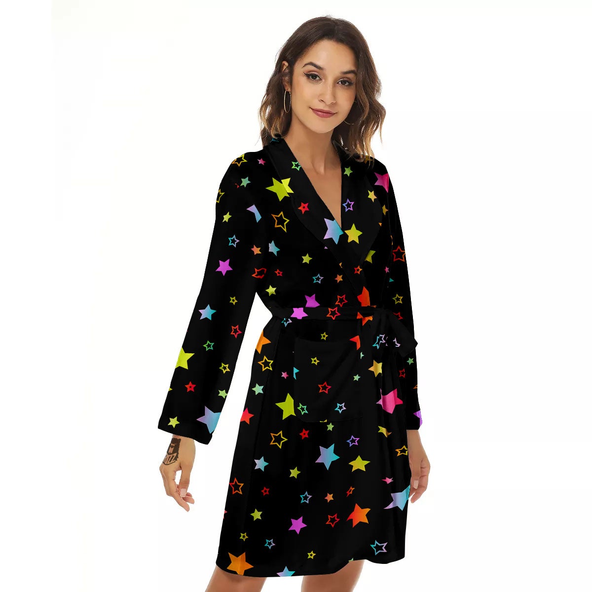 Star Lights Print Pattern Women's Robe-grizzshop
