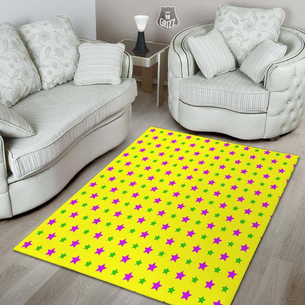 Star Mardi Gras Print Pattern Floor Mat-grizzshop