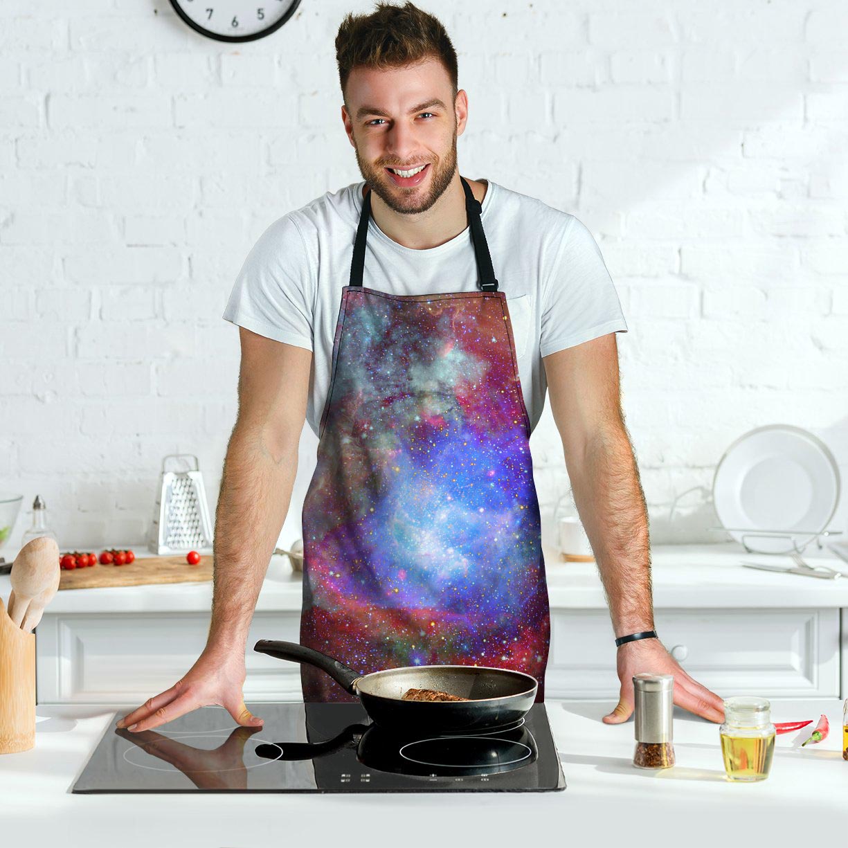 Star Nebula Galaxy Space Men's Apron-grizzshop