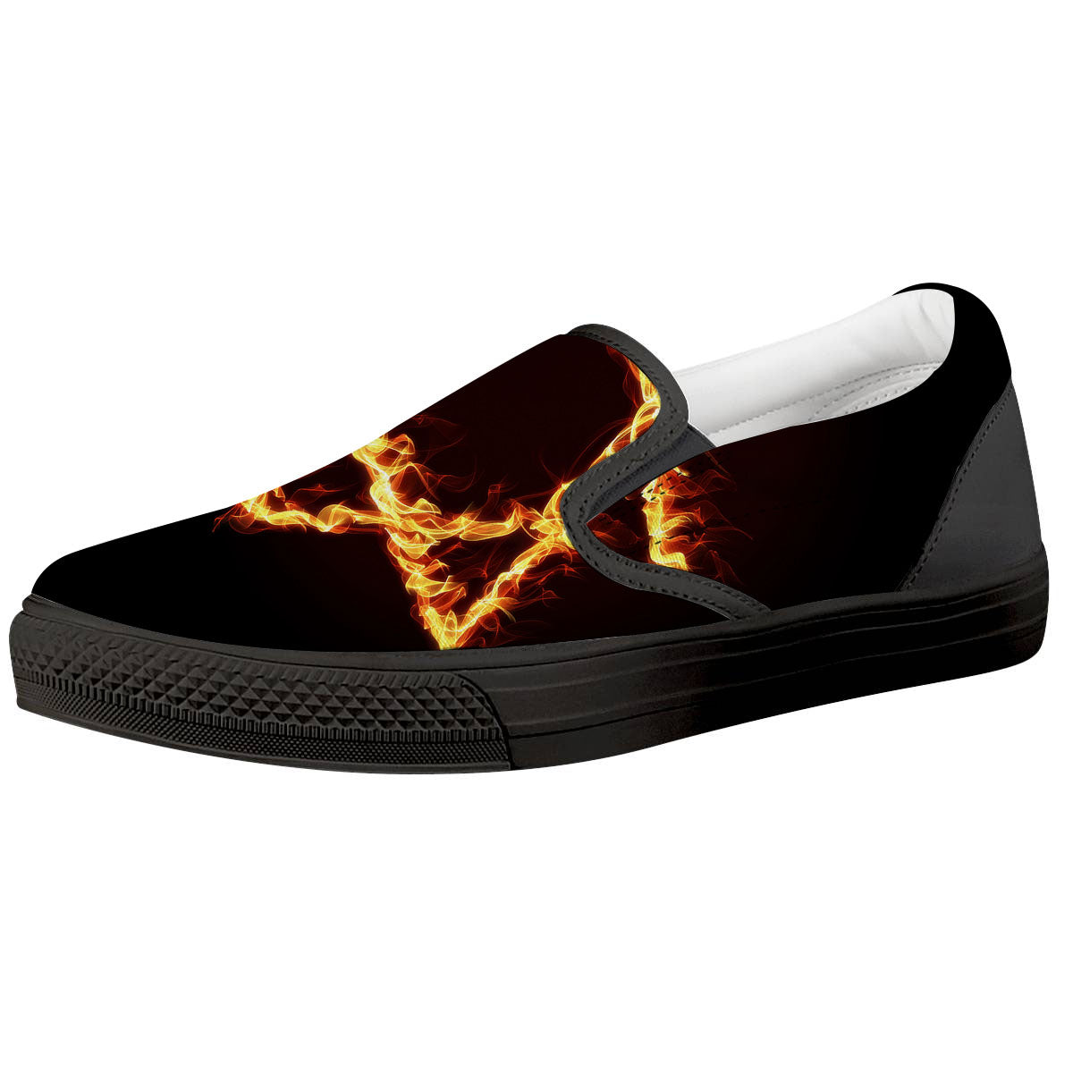Star Of David Fiery Print Black Slip On Shoes-grizzshop