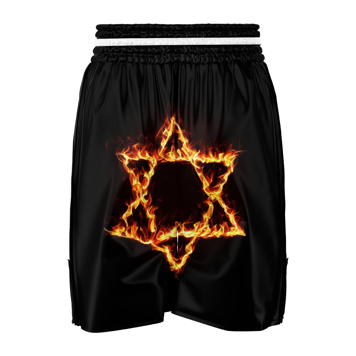Star Of David Fiery Print Boxing Shorts-grizzshop