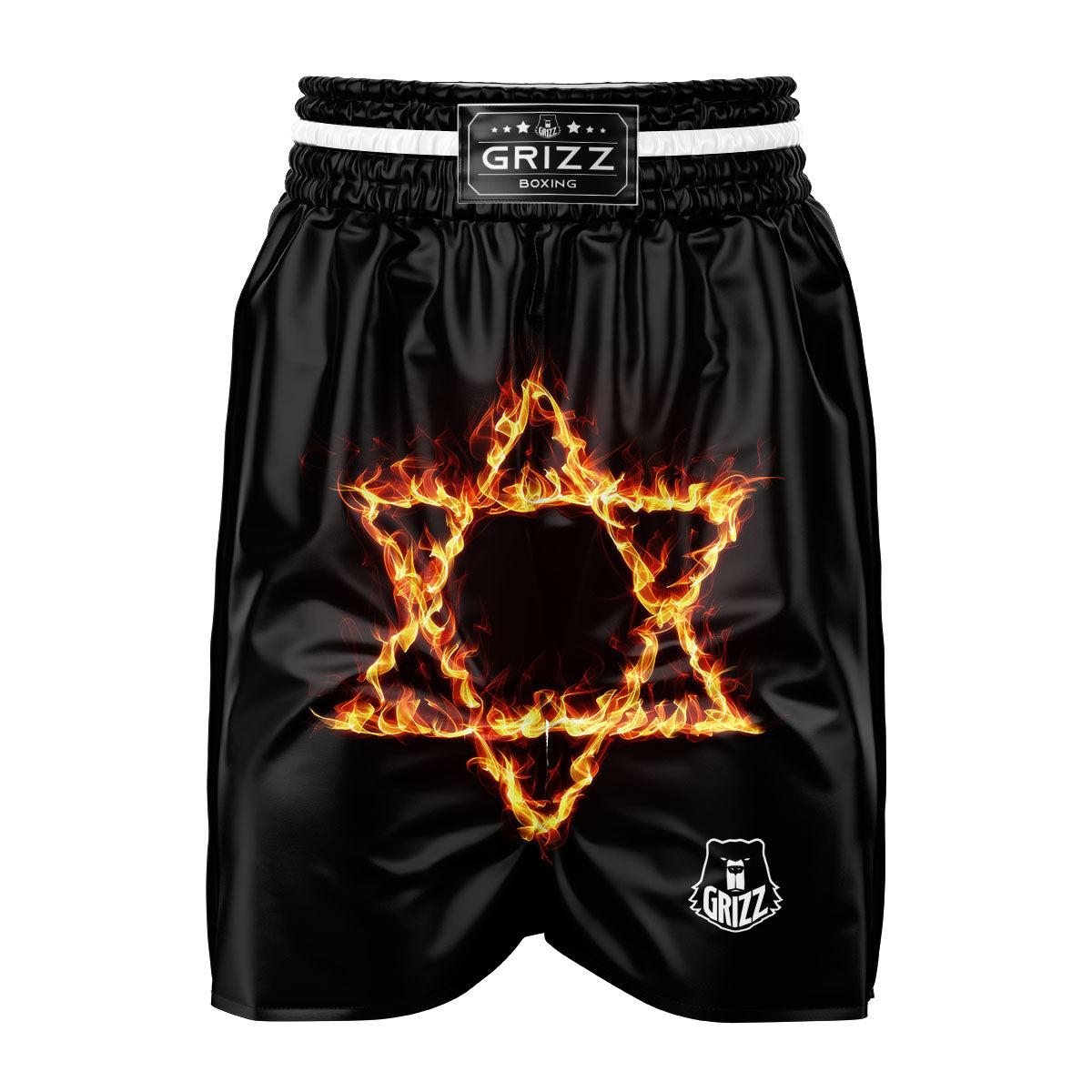 Star Of David Fiery Print Boxing Shorts-grizzshop