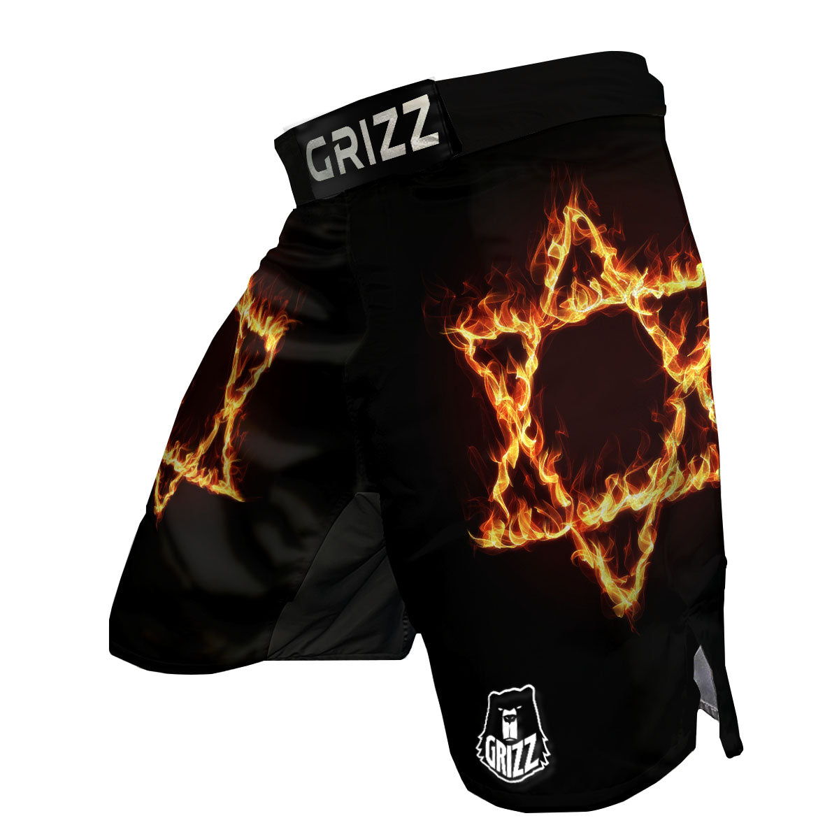 Star Of David Fiery Print MMA Shorts-grizzshop