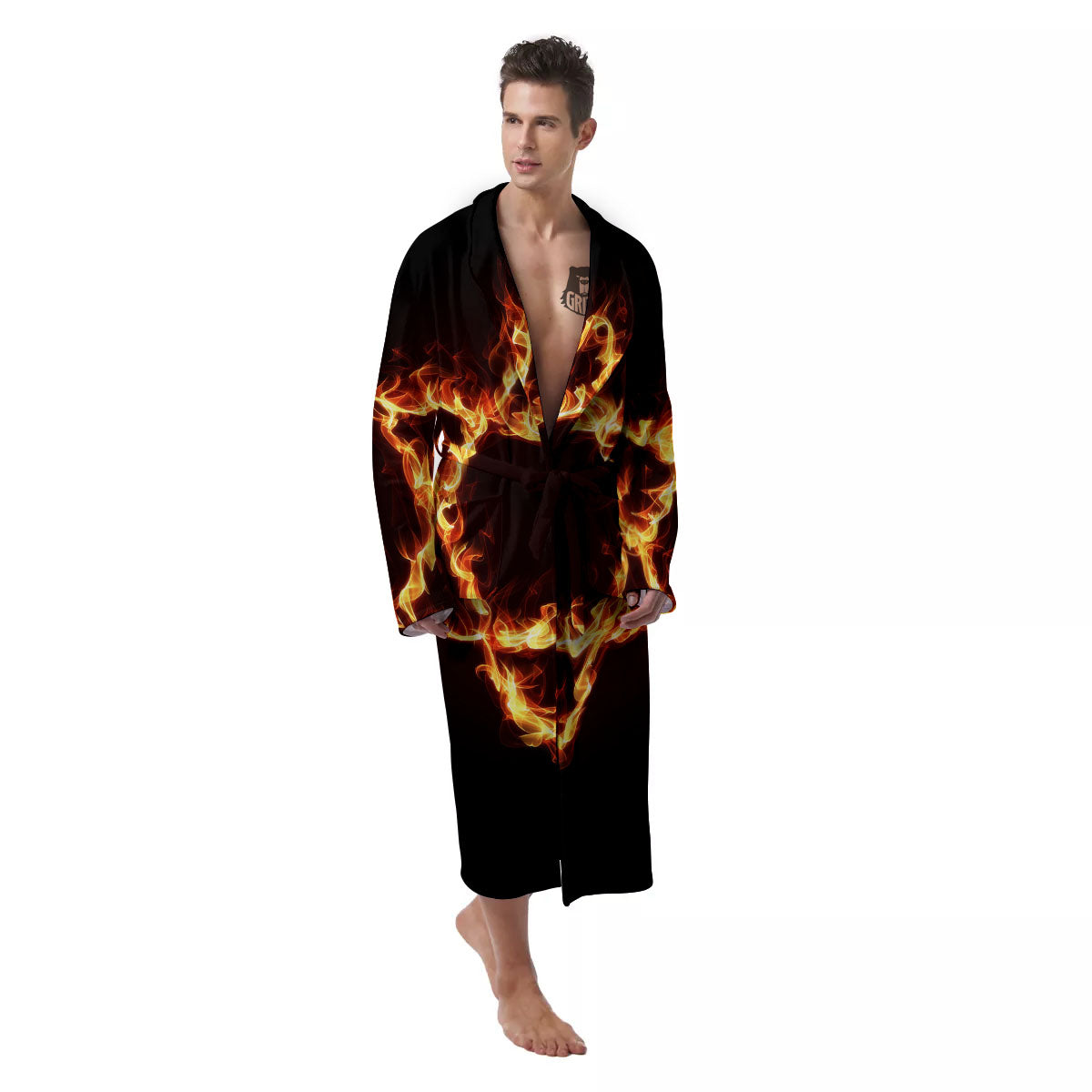 Star Of David Fiery Print Men's Robe-grizzshop