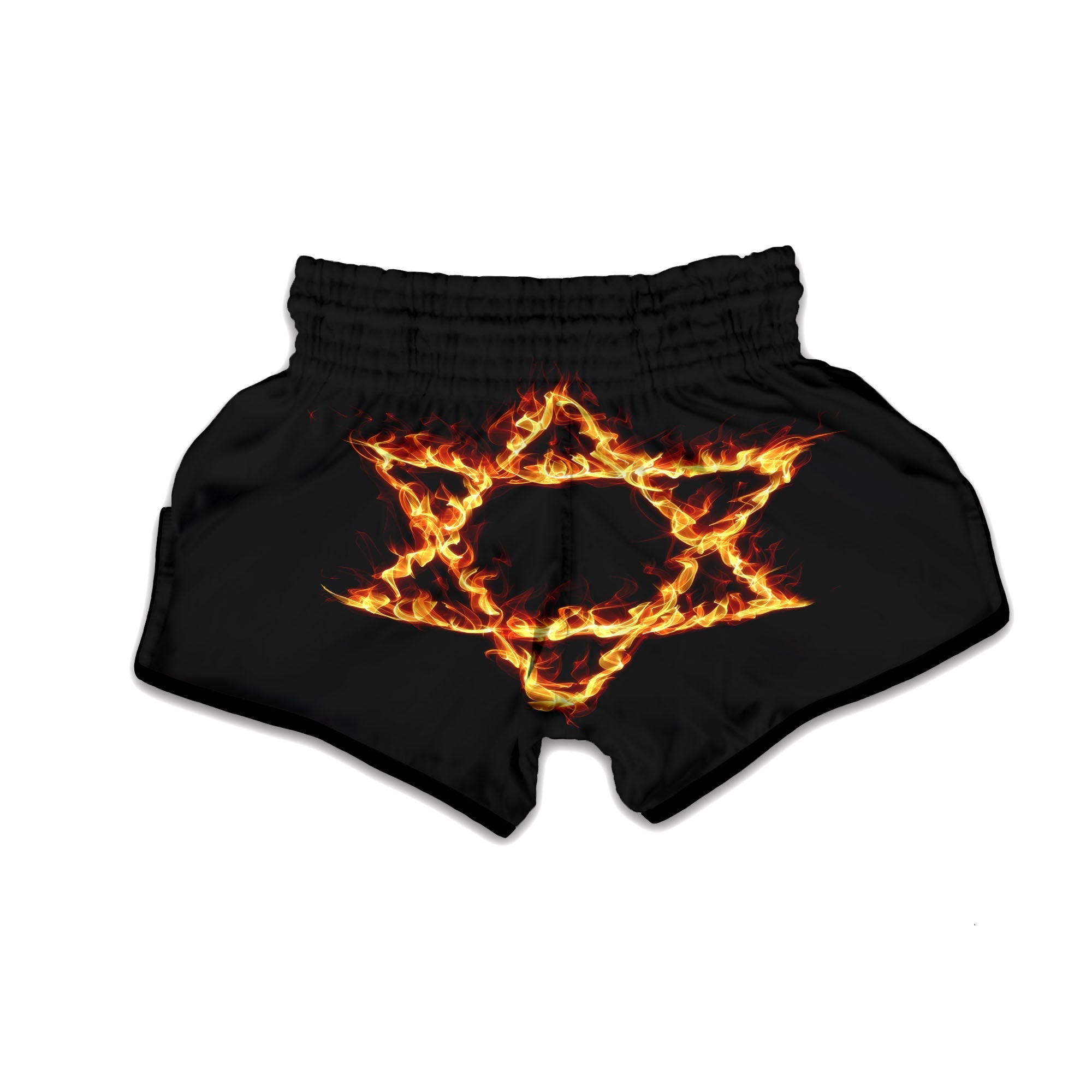 Star Of David Fiery Print Muay Thai Boxing Shorts-grizzshop