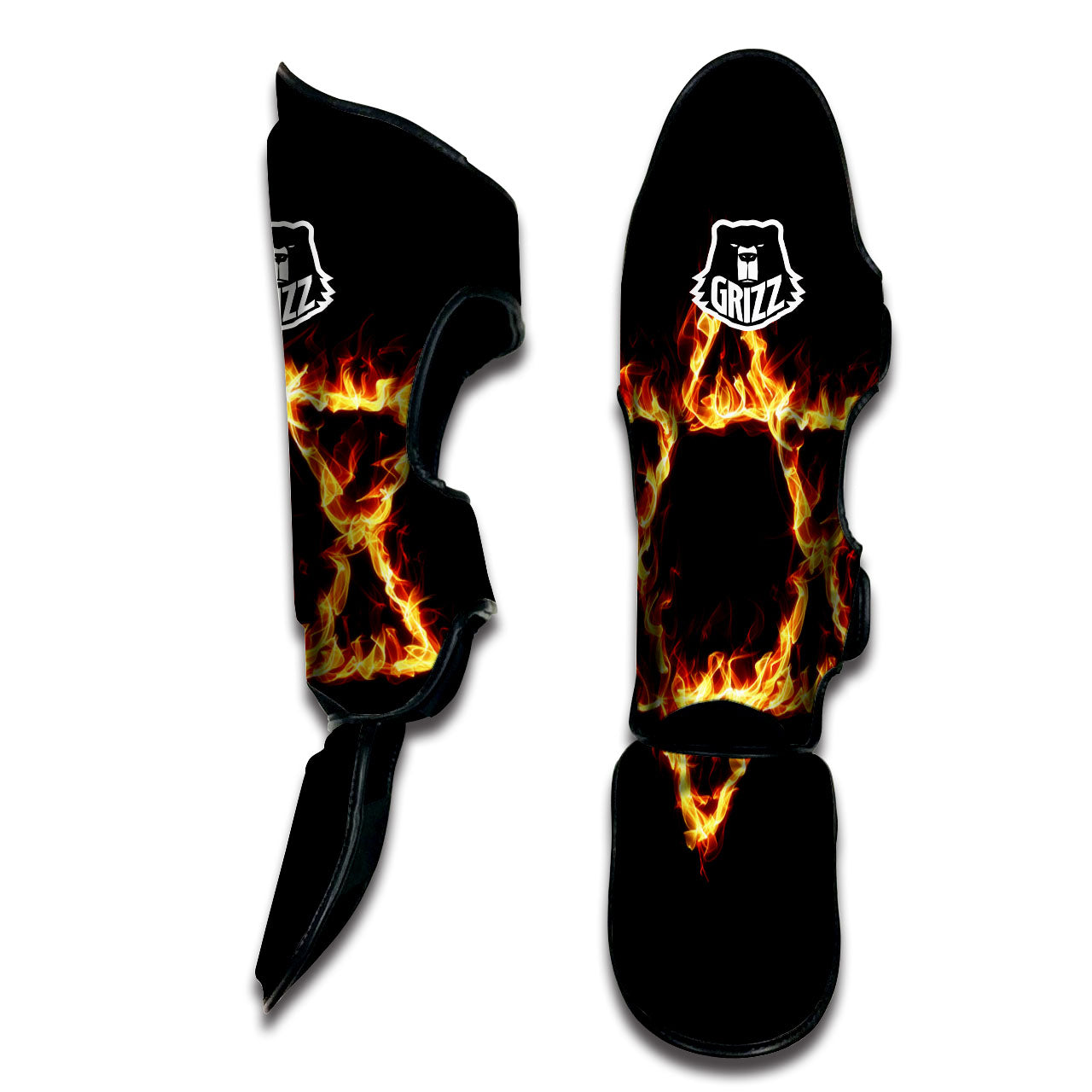 Star Of David Fiery Print Muay Thai Shin Guards-grizzshop