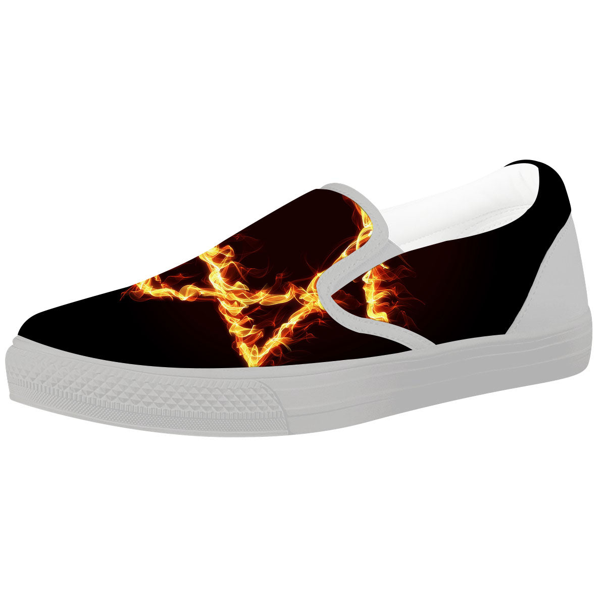 Star Of David Fiery Print White Slip On Shoes-grizzshop