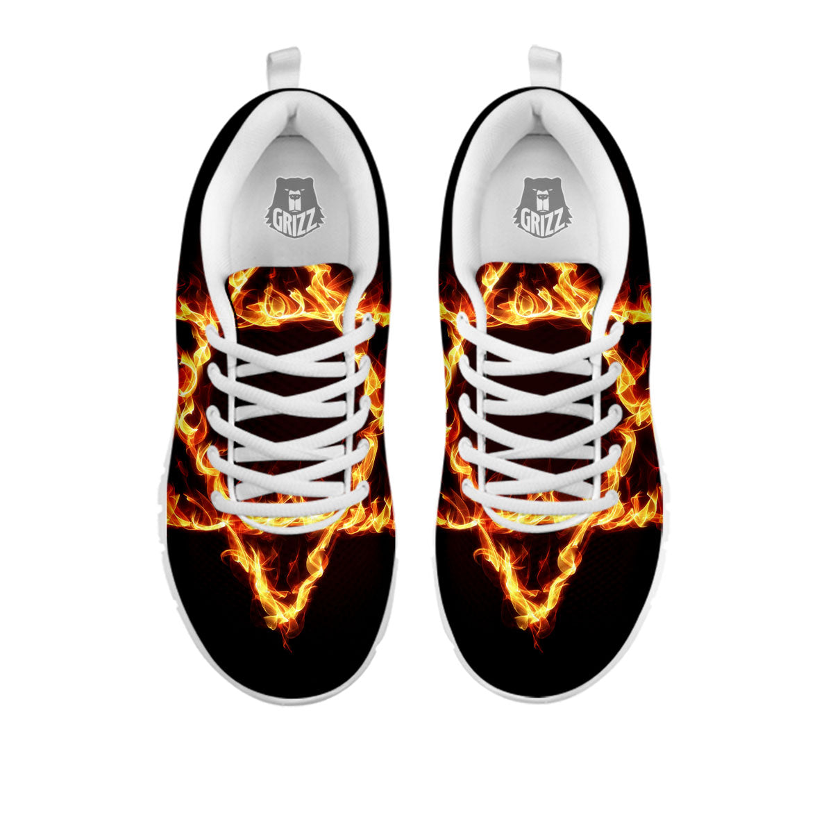 Star Of David Fiery Print White Sneaker-grizzshop