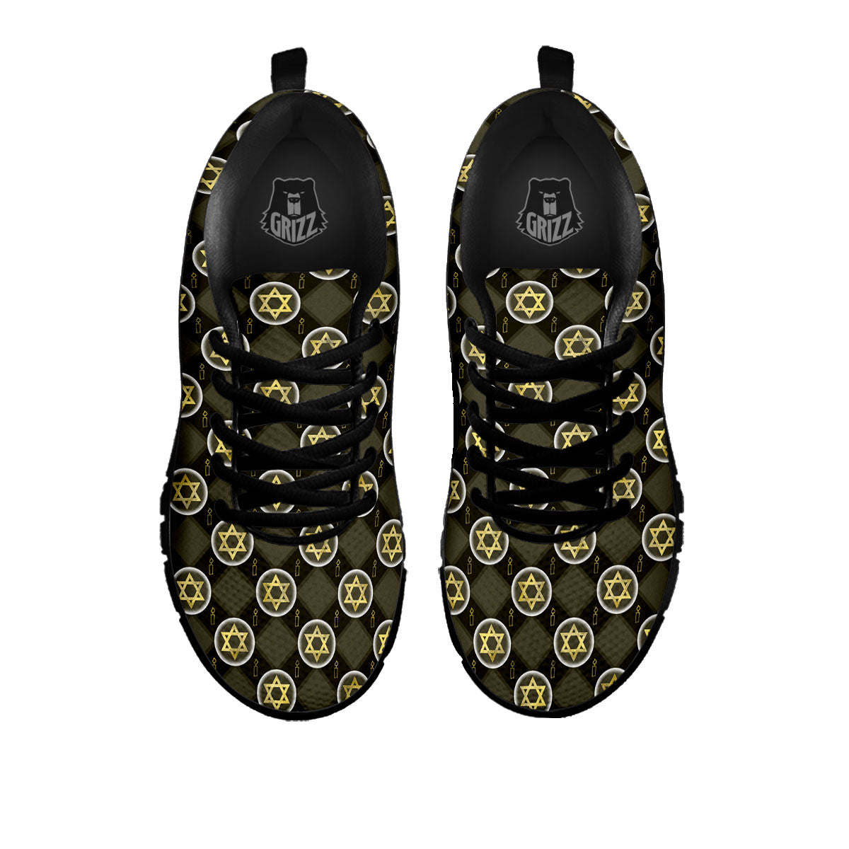 Star Of David Flaming Print Black Sneaker-grizzshop