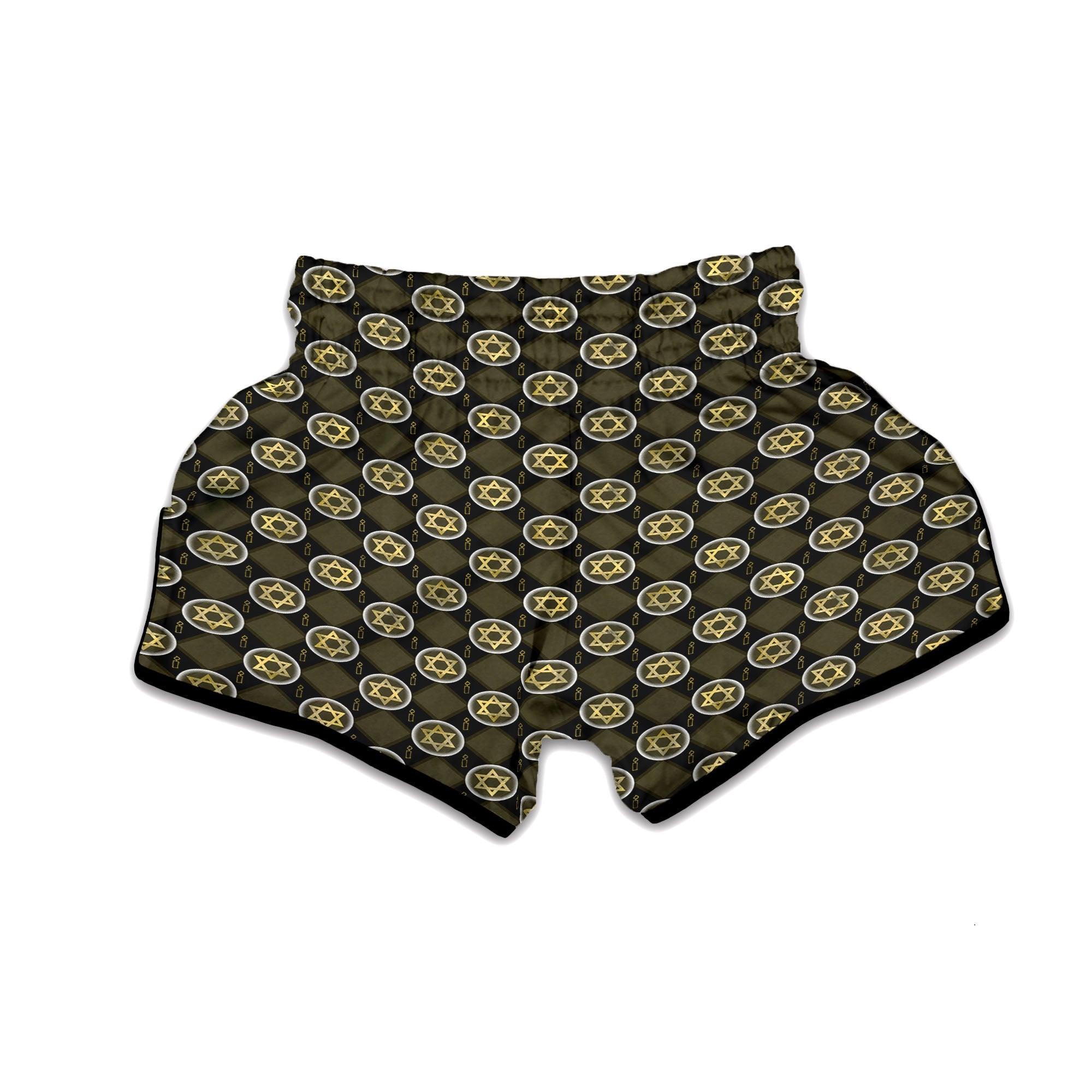 Star Of David Flaming Print Muay Thai Boxing Shorts-grizzshop