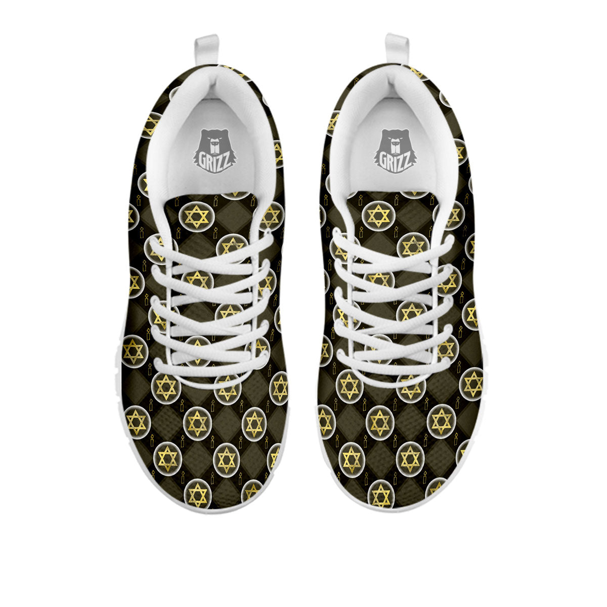 Star Of David Flaming Print White Sneaker-grizzshop