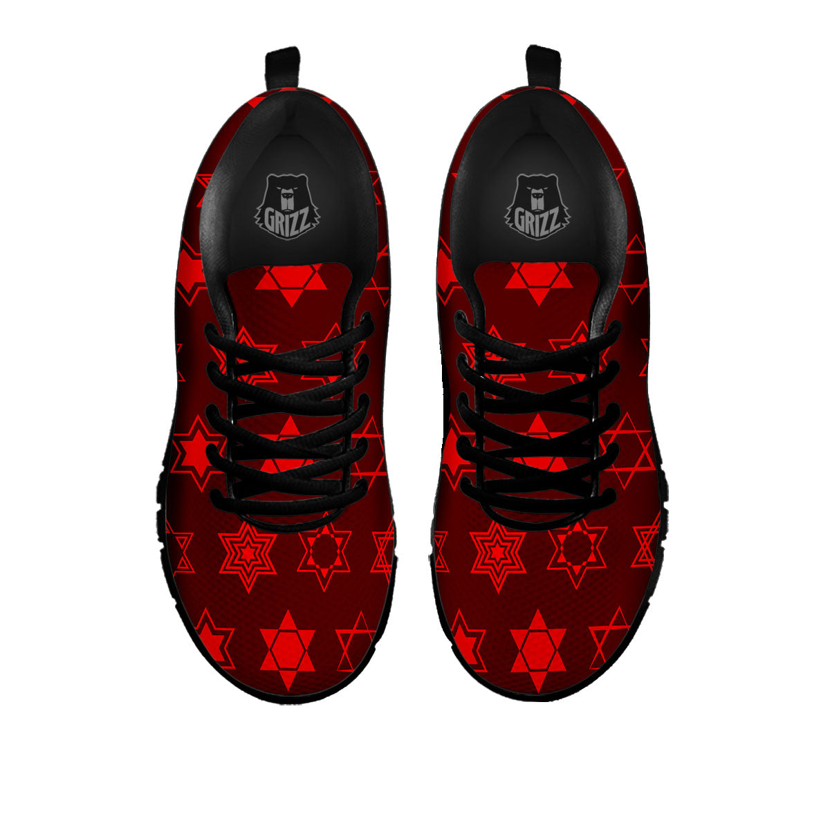 Star Of David Geometric Print Black Sneaker-grizzshop