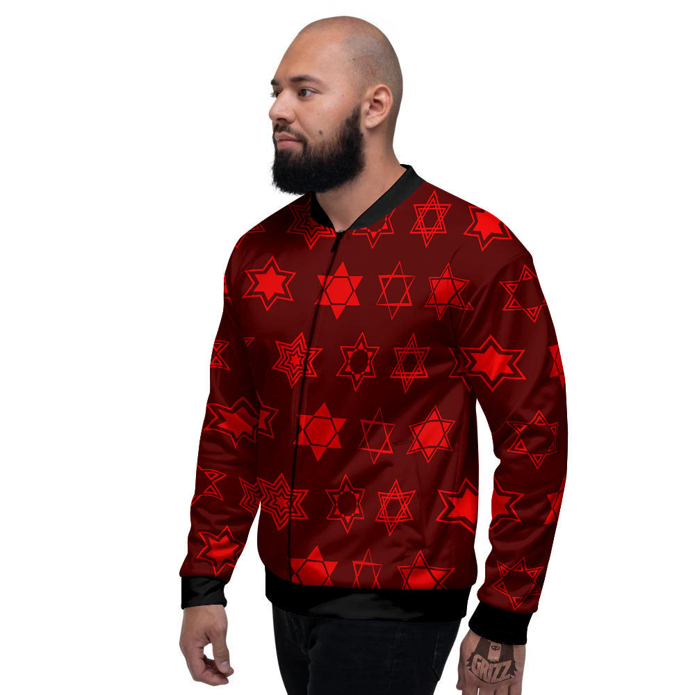 Star Of David Geometric Print Men's Bomber Jacket-grizzshop