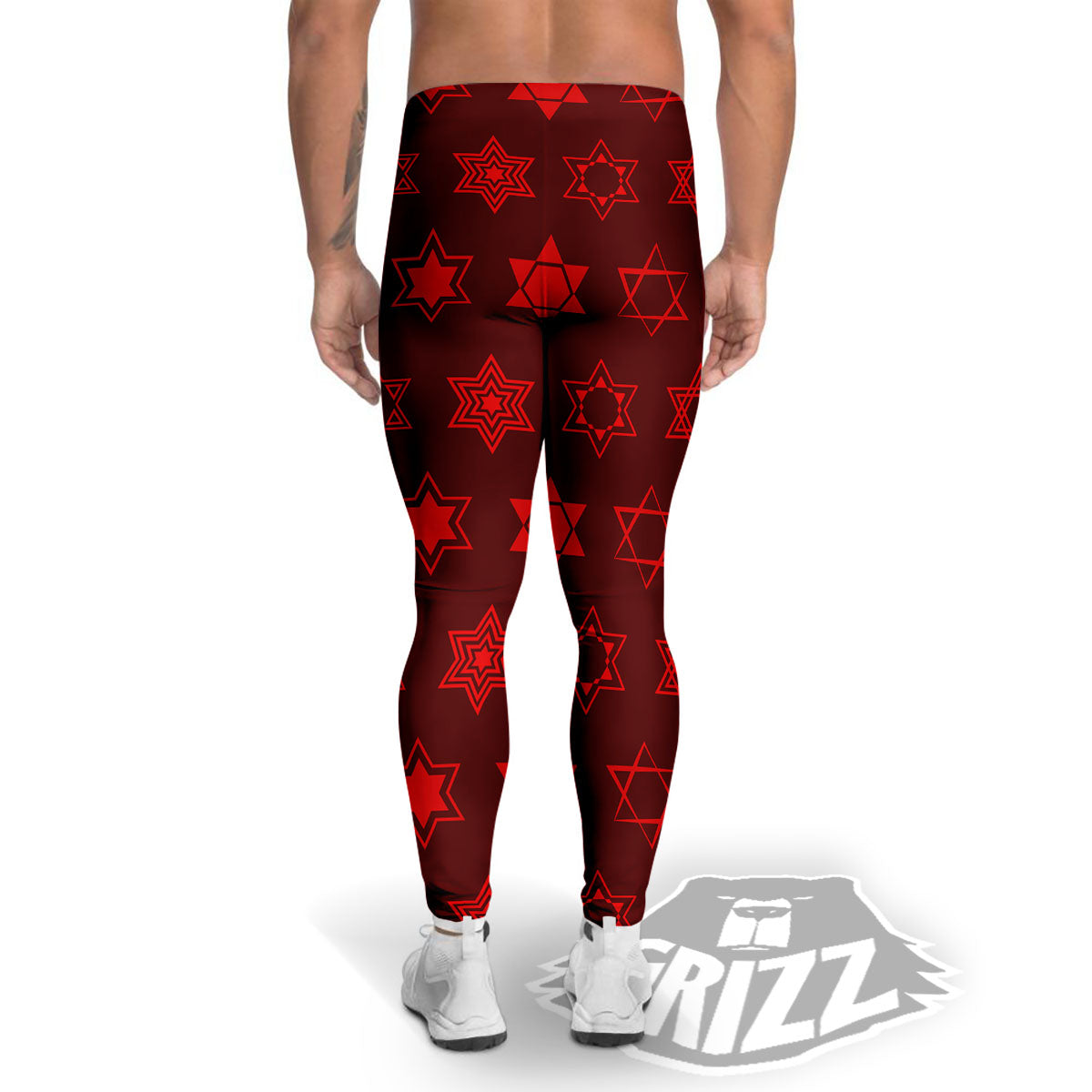 Star Of David Geometric Print Men's Leggings-grizzshop