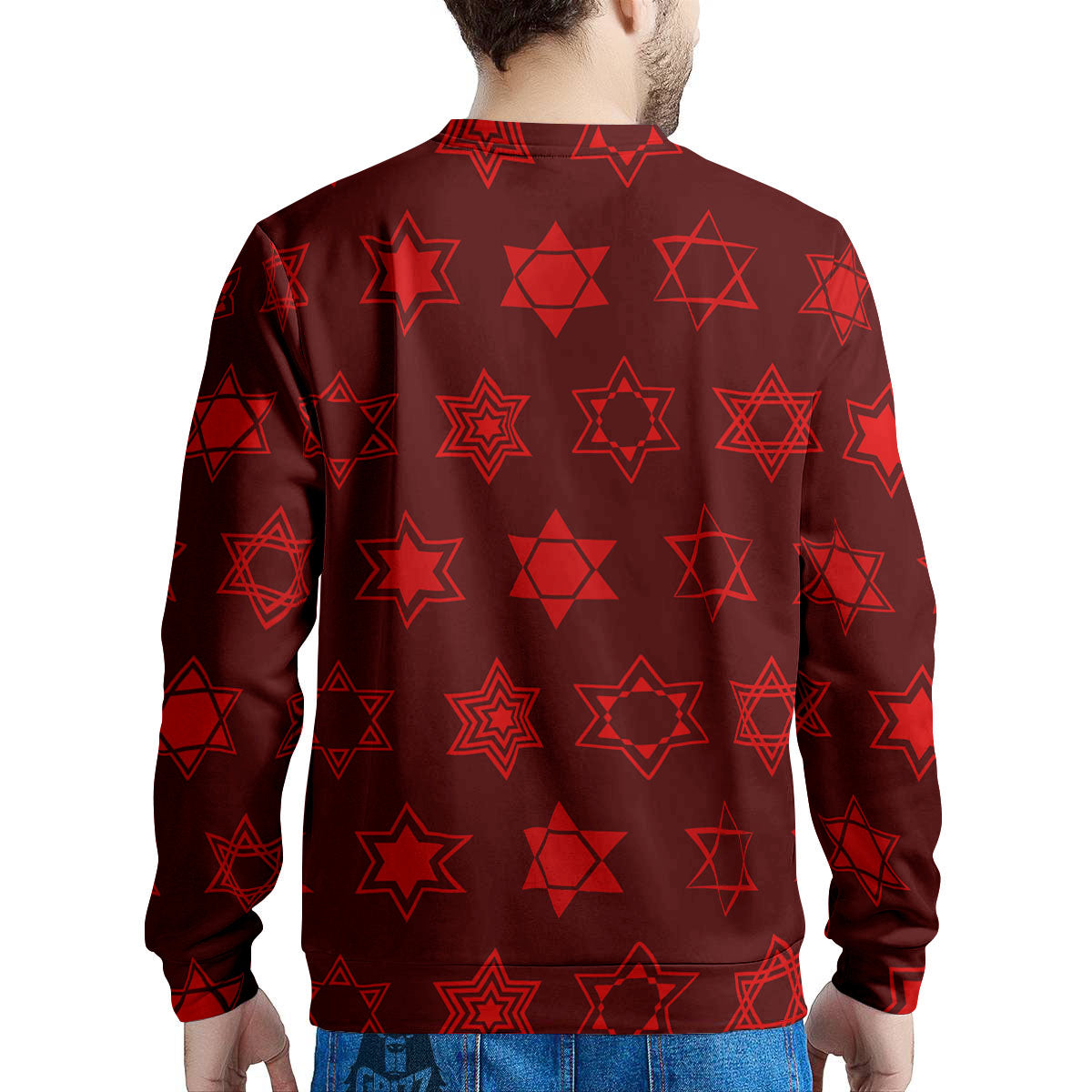 Star Of David Geometric Print Men's Sweatshirt-grizzshop