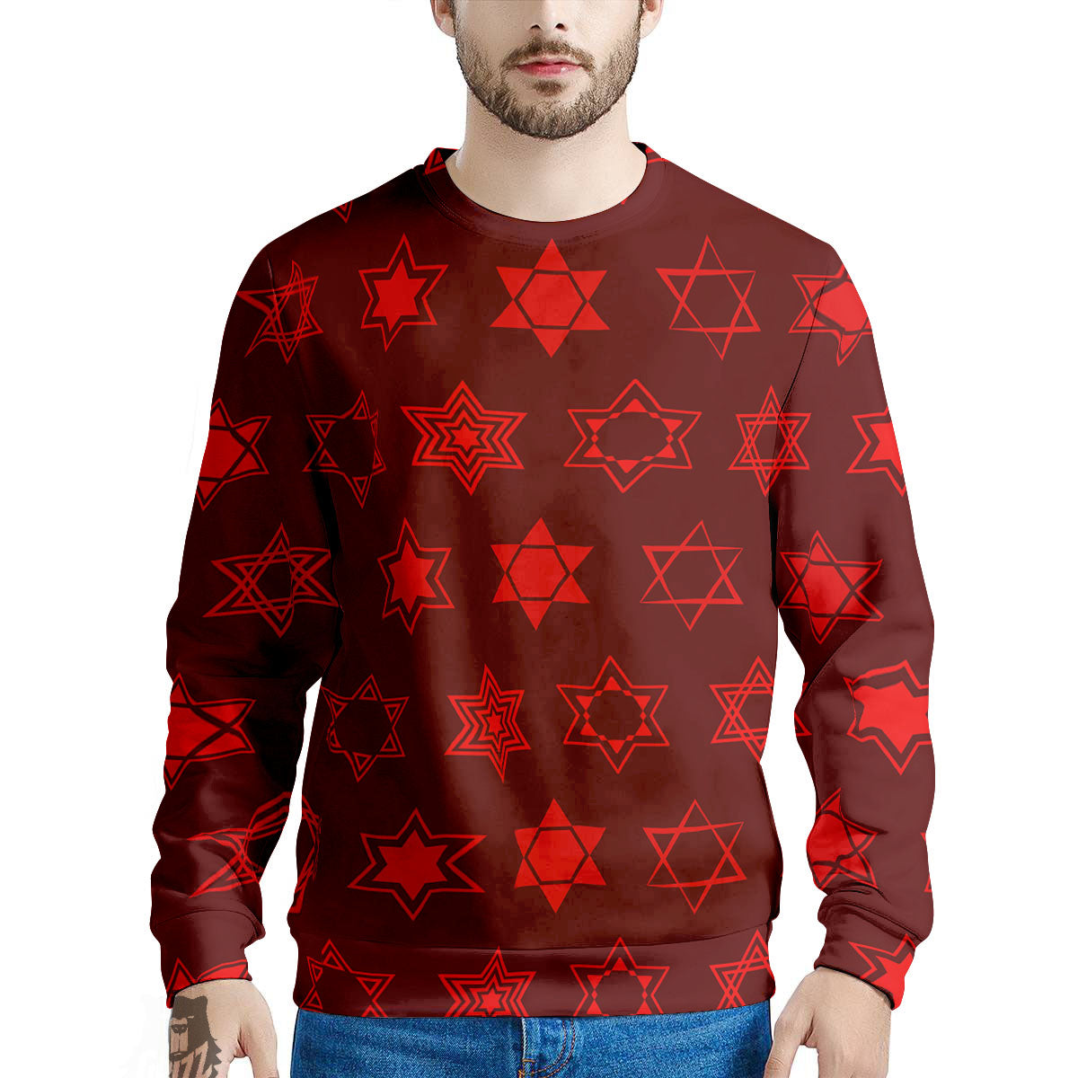 Star Of David Geometric Print Men's Sweatshirt-grizzshop