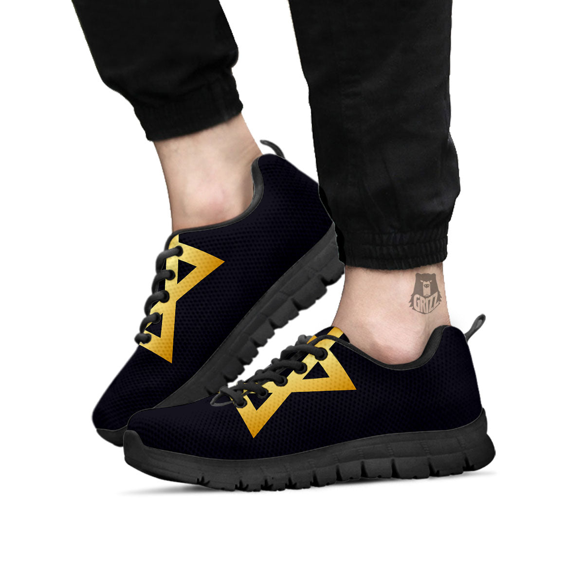 Star Of David Golden Print Black Sneaker-grizzshop
