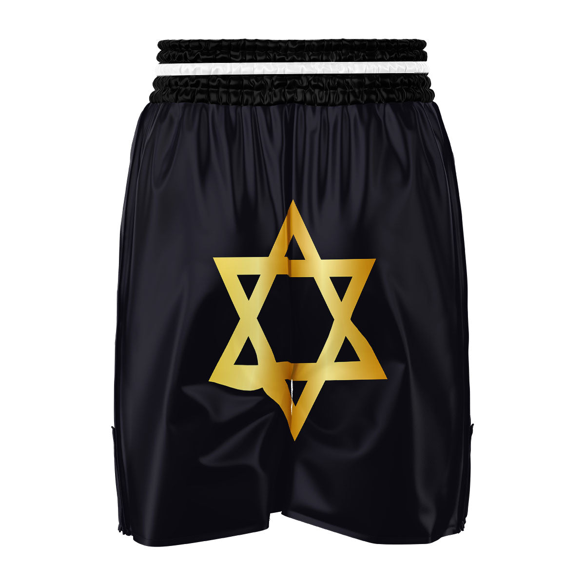 Star Of David Golden Print Boxing Shorts-grizzshop