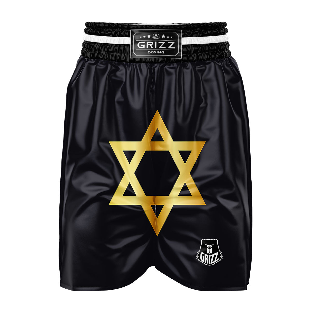 Star Of David Golden Print Boxing Shorts-grizzshop