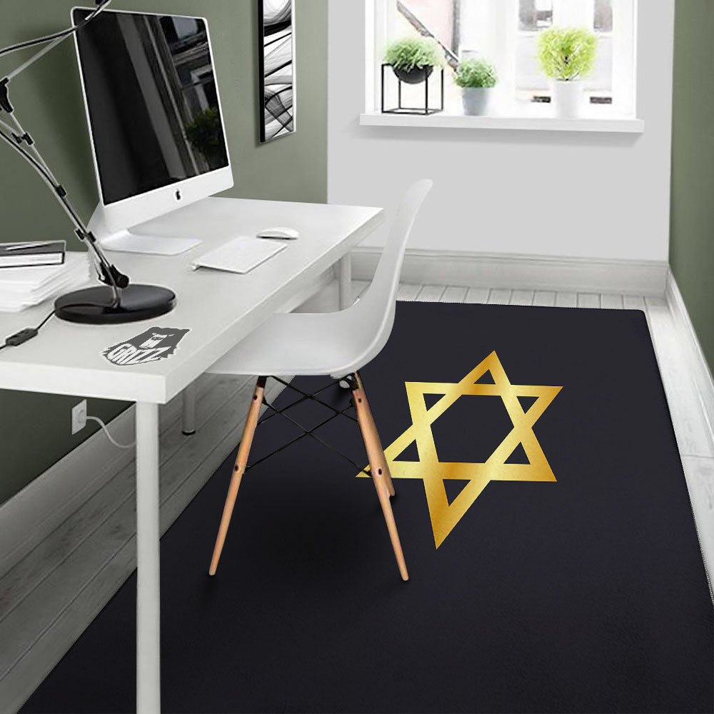 Star Of David Golden Print Floor Mat-grizzshop