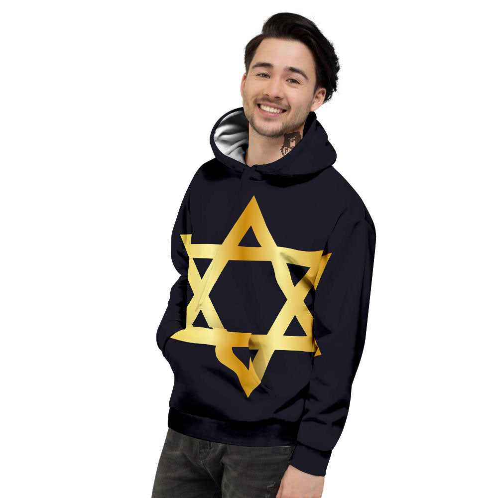 Star Of David Golden Print Men's Hoodie-grizzshop