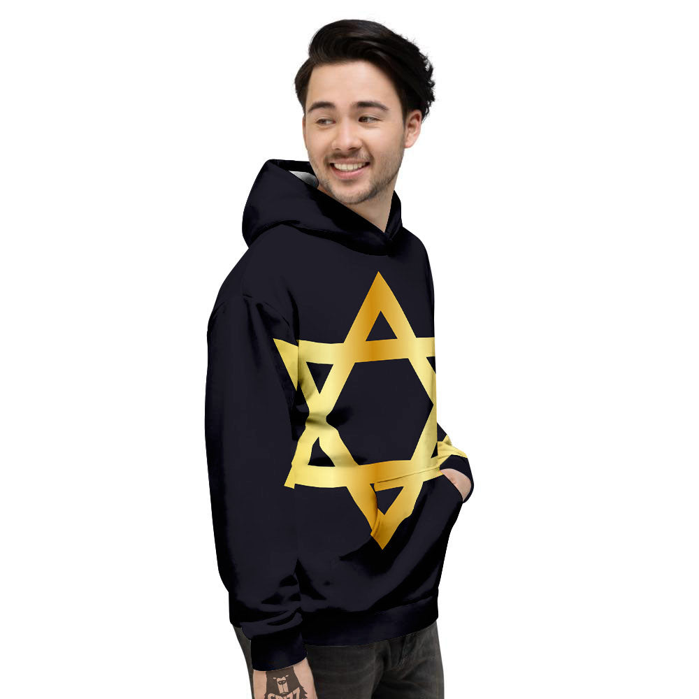 Star Of David Golden Print Men's Hoodie-grizzshop