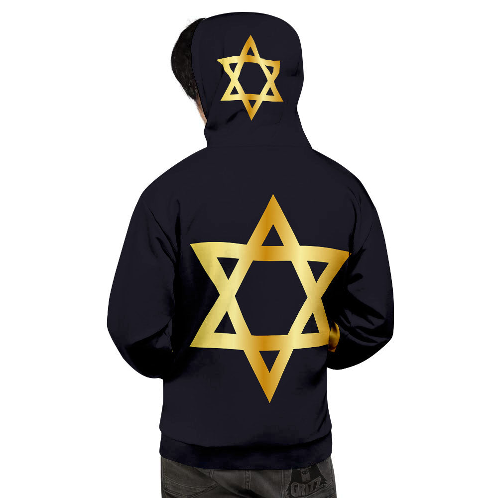 Star Of David Golden Print Men's Hoodie-grizzshop
