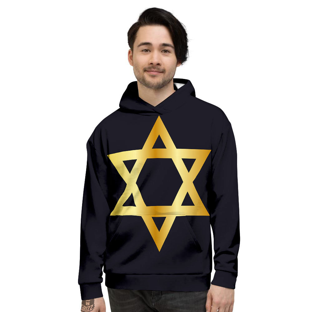 Star Of David Golden Print Men's Hoodie-grizzshop