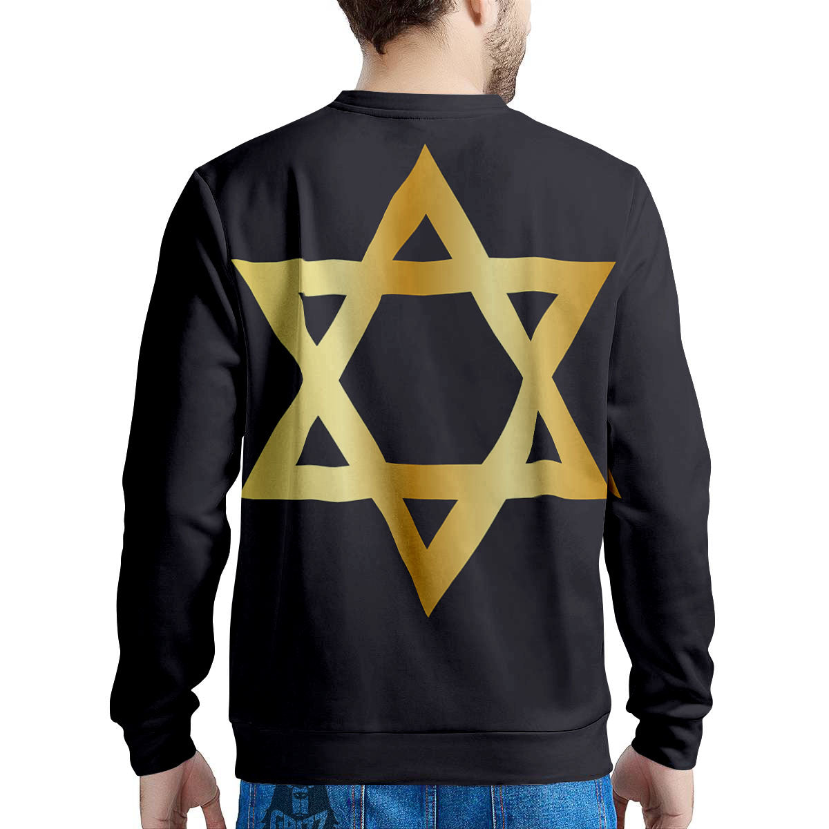 Star Of David Golden Print Men's Sweatshirt-grizzshop