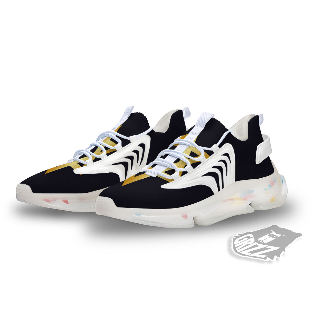 Star Of David Golden Print White Gym Shoes-grizzshop