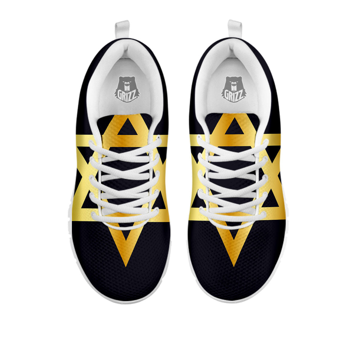 Star Of David Golden Print White Sneaker-grizzshop