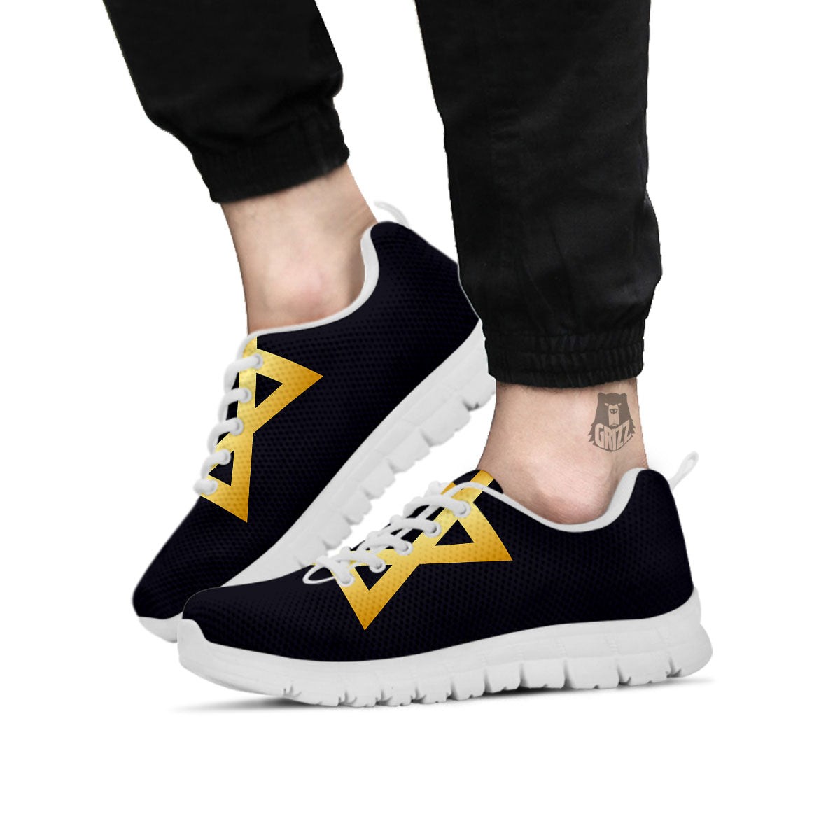Star Of David Golden Print White Sneaker-grizzshop