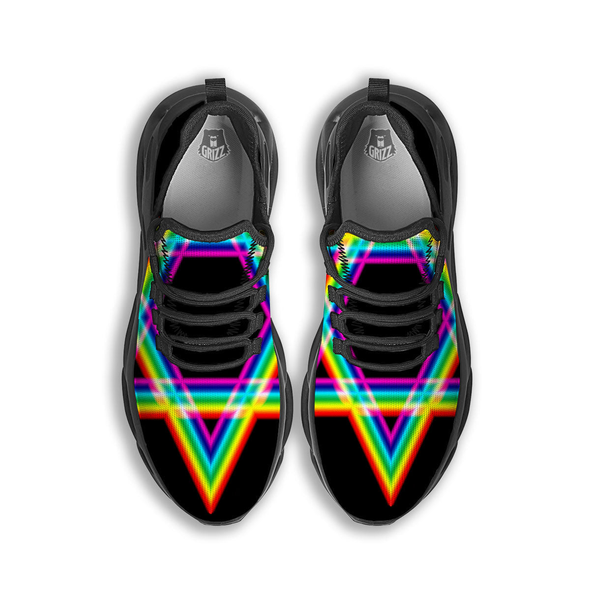 Star Of David Rainbow Print Black Running Shoes-grizzshop