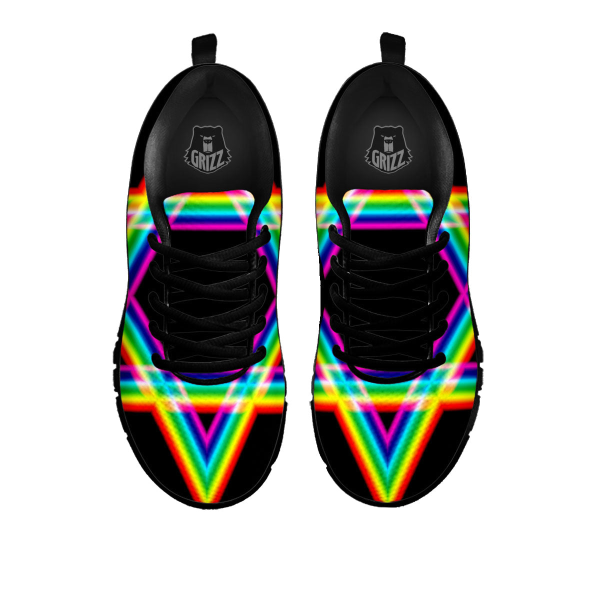 Star Of David Rainbow Print Black Sneaker-grizzshop