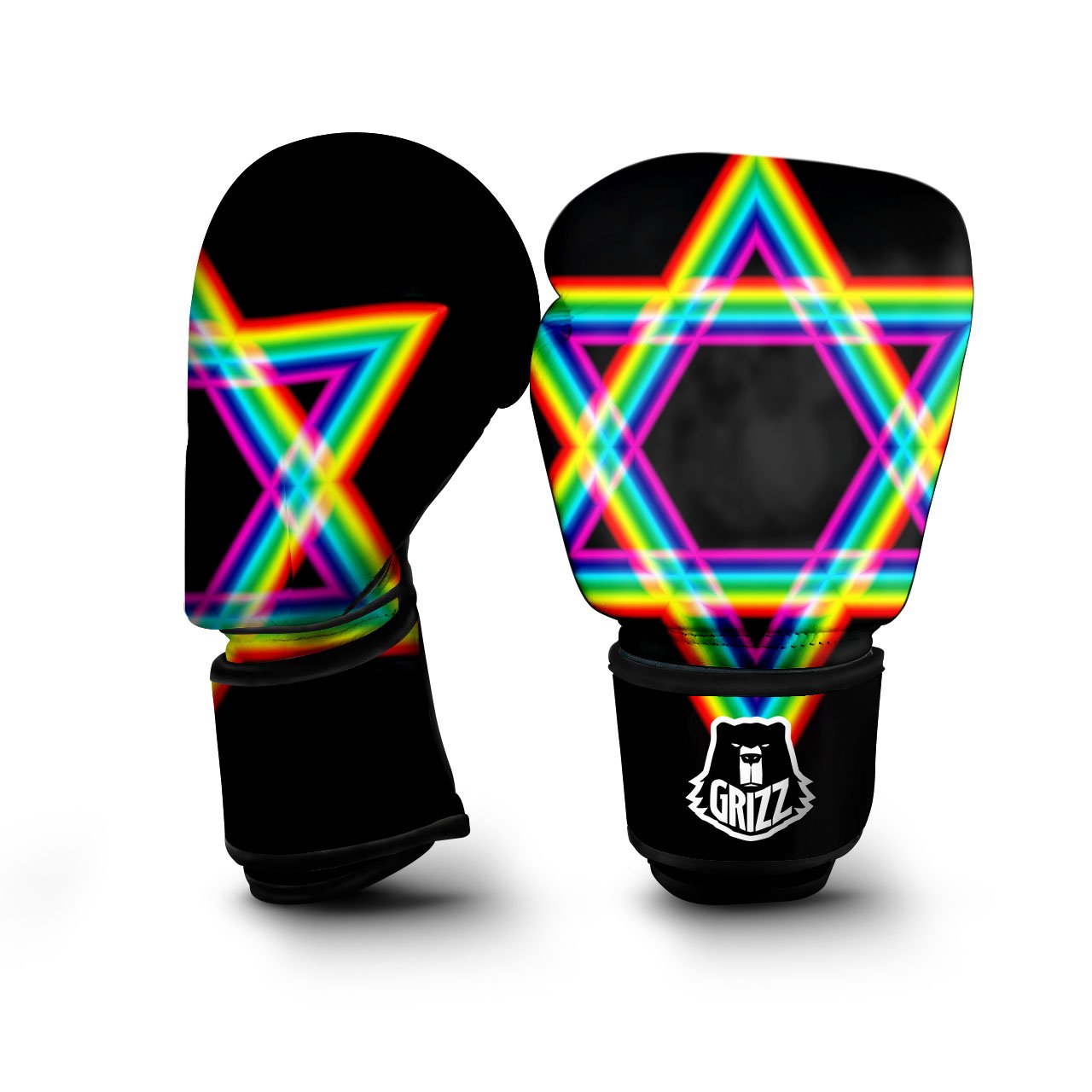 Star Of David Rainbow Print Boxing Gloves-grizzshop