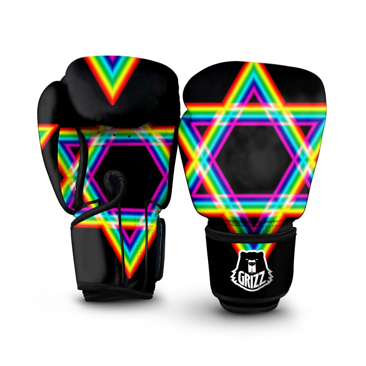 Star Of David Rainbow Print Boxing Gloves-grizzshop