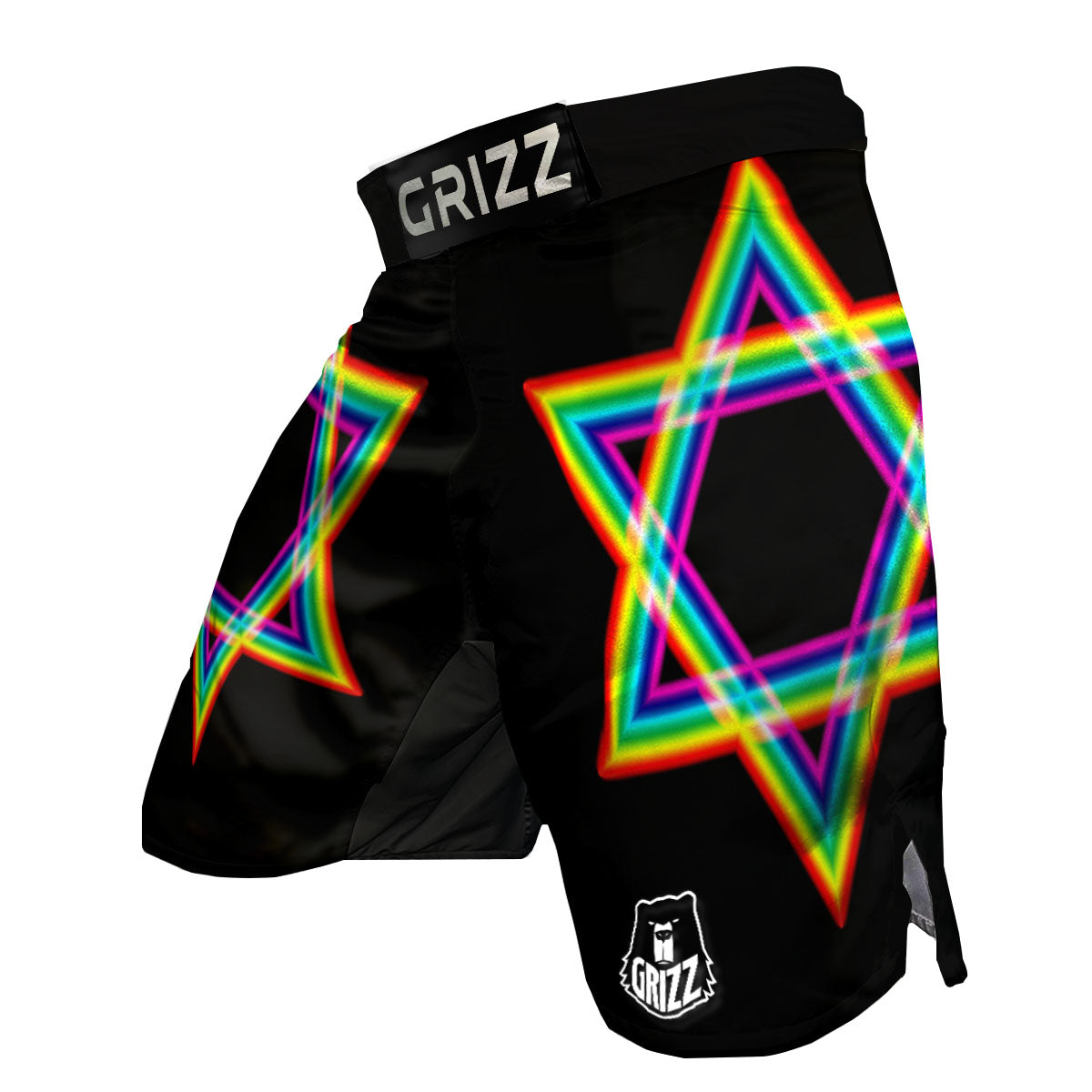 Star Of David Rainbow Print MMA Shorts-grizzshop