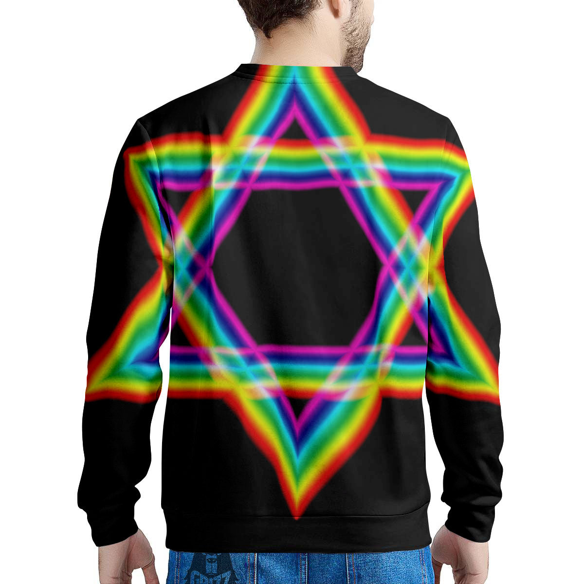 Star Of David Rainbow Print Men's Sweatshirt-grizzshop