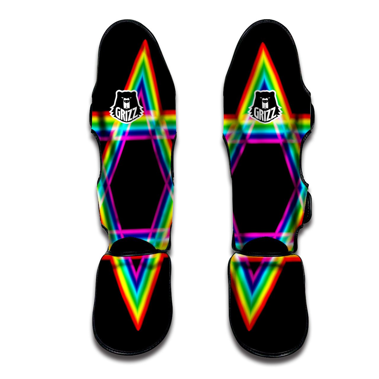 Star Of David Rainbow Print Muay Thai Shin Guards-grizzshop