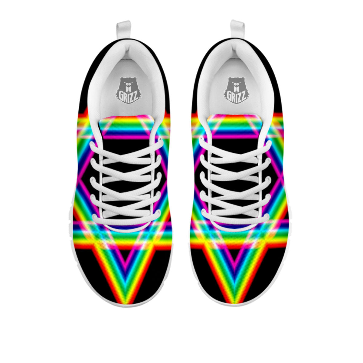 Star Of David Rainbow Print White Sneaker-grizzshop