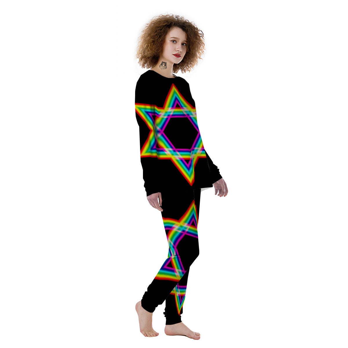 Star Of David Rainbow Print Women's Pajamas-grizzshop