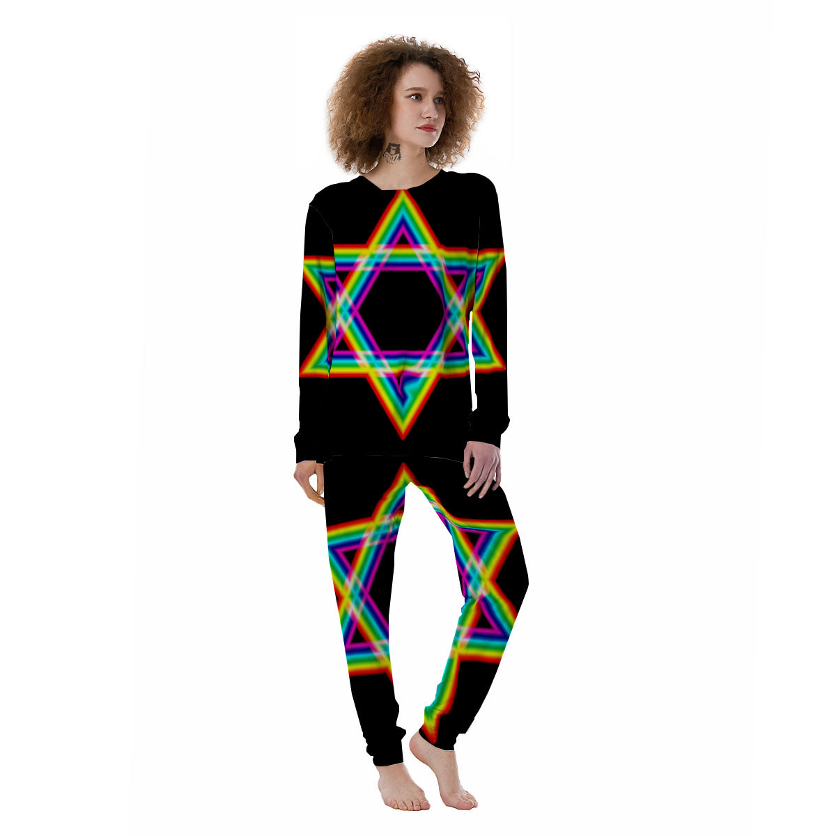 Star Of David Rainbow Print Women's Pajamas-grizzshop