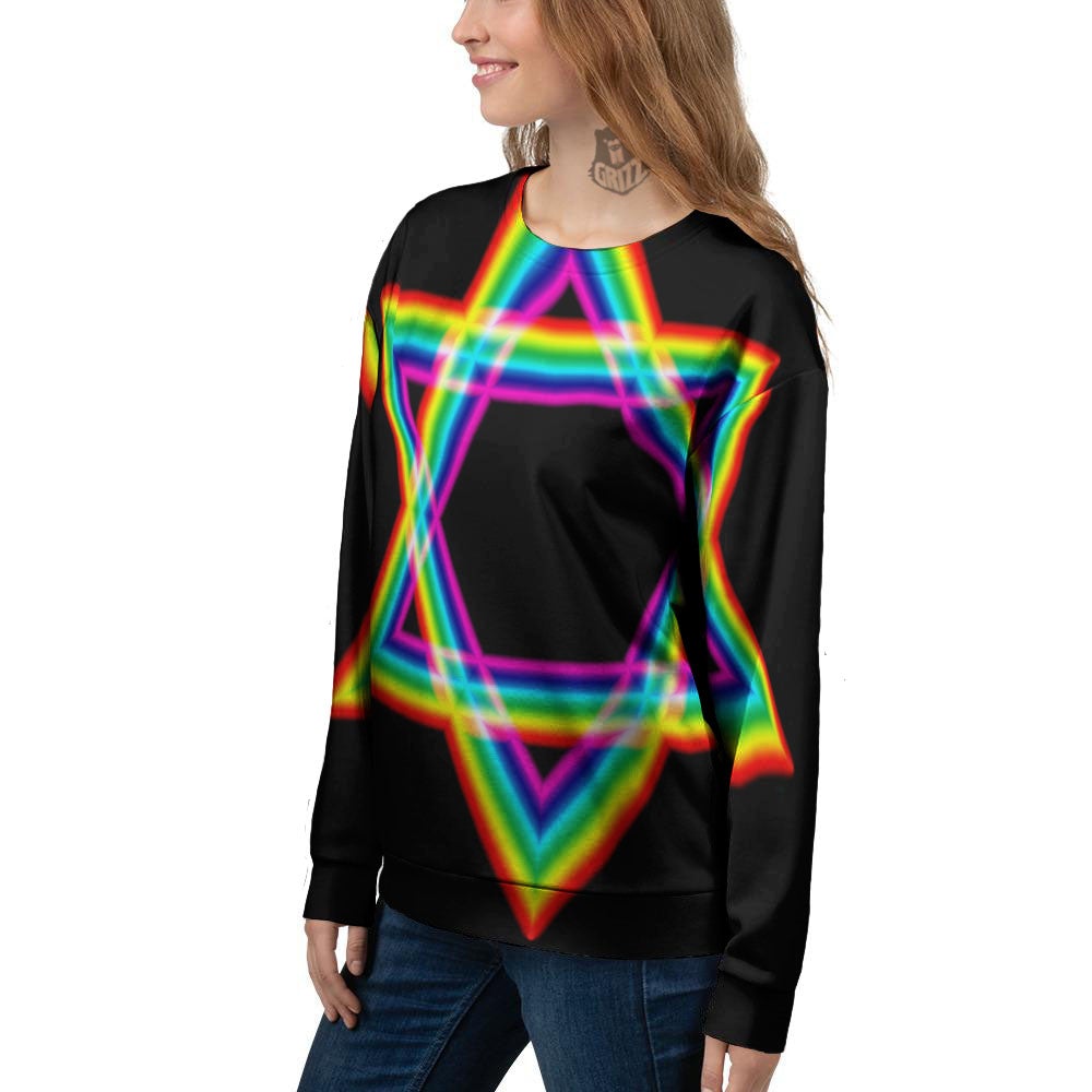 Star Of David Rainbow Print Women's Sweatshirt-grizzshop