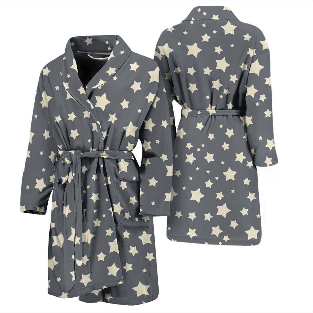 Star Pattern Print Men Long Robe-grizzshop