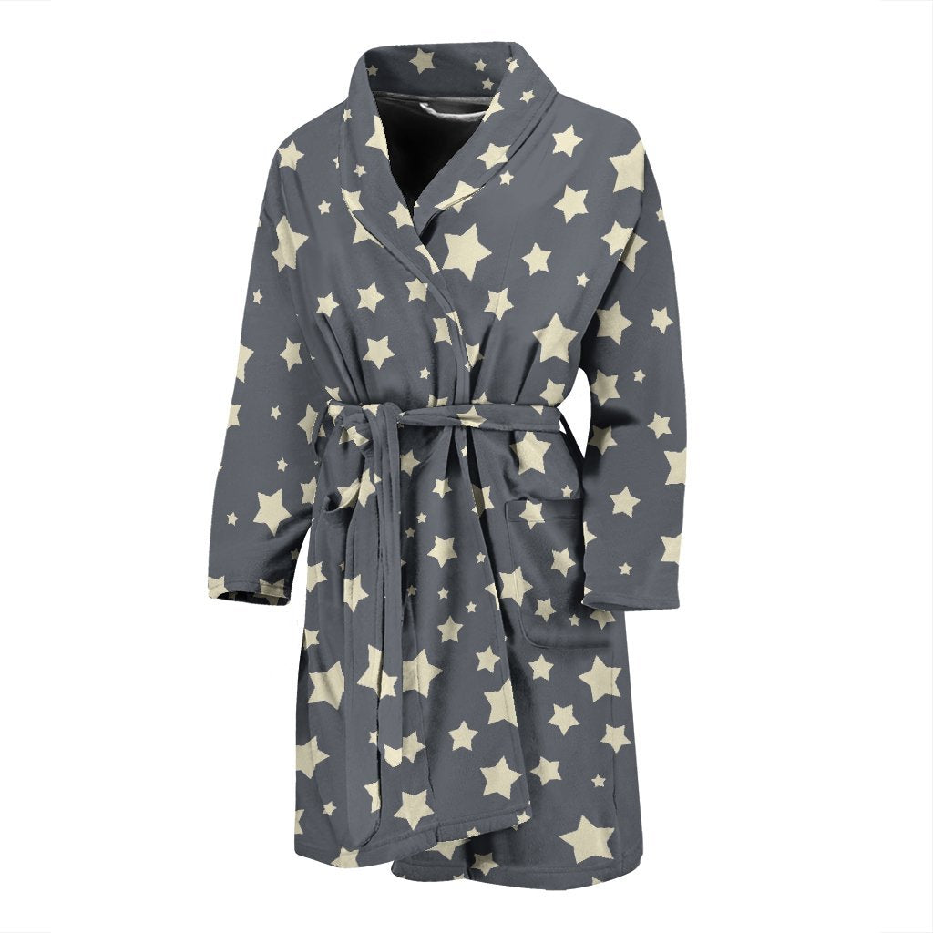 Star Pattern Print Men Long Robe-grizzshop