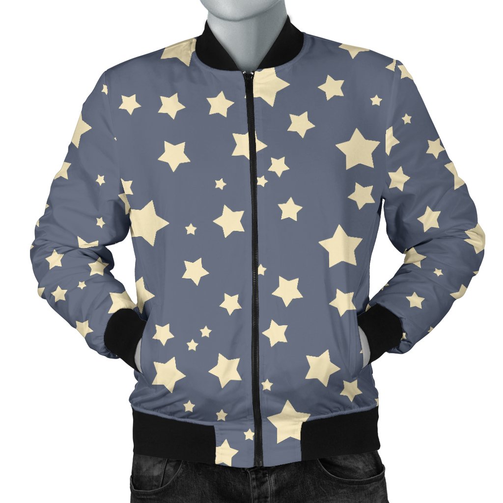 Star Pattern Print Men's Bomber Jacket-grizzshop