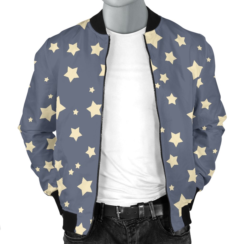 Star Pattern Print Men's Bomber Jacket-grizzshop