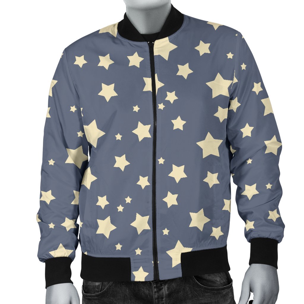 Star Pattern Print Men's Bomber Jacket-grizzshop