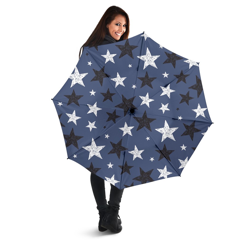 Star Print Pattern Automatic Foldable Umbrella-grizzshop